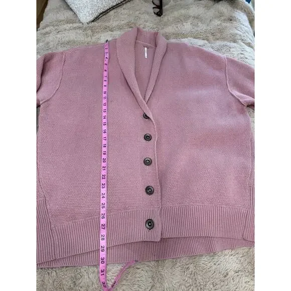 Free People $168 Chamomile Cardi M Oversized Rose Sugar Chunky Knit Cardigan - Picture 8 of 11